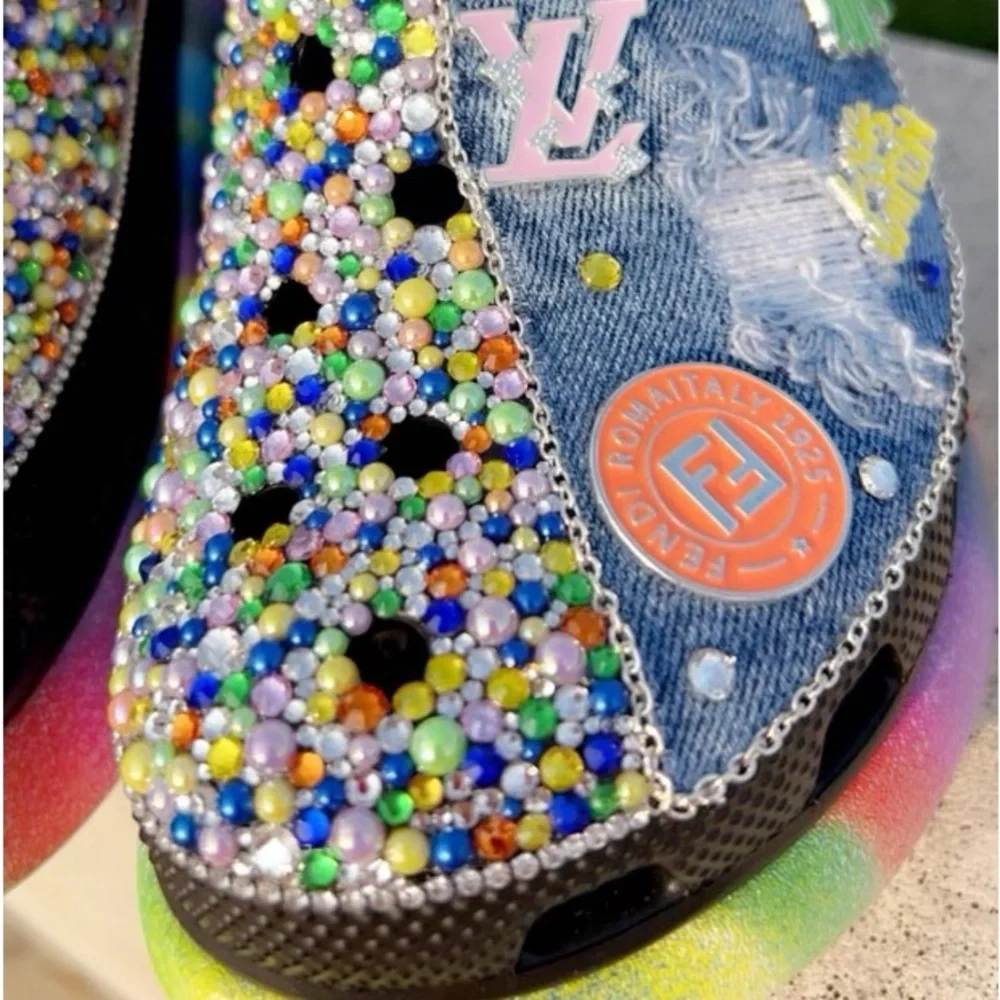 Bling Classic Mega Crush Crocs!! Women’s size 8 - Picture 3 of 5